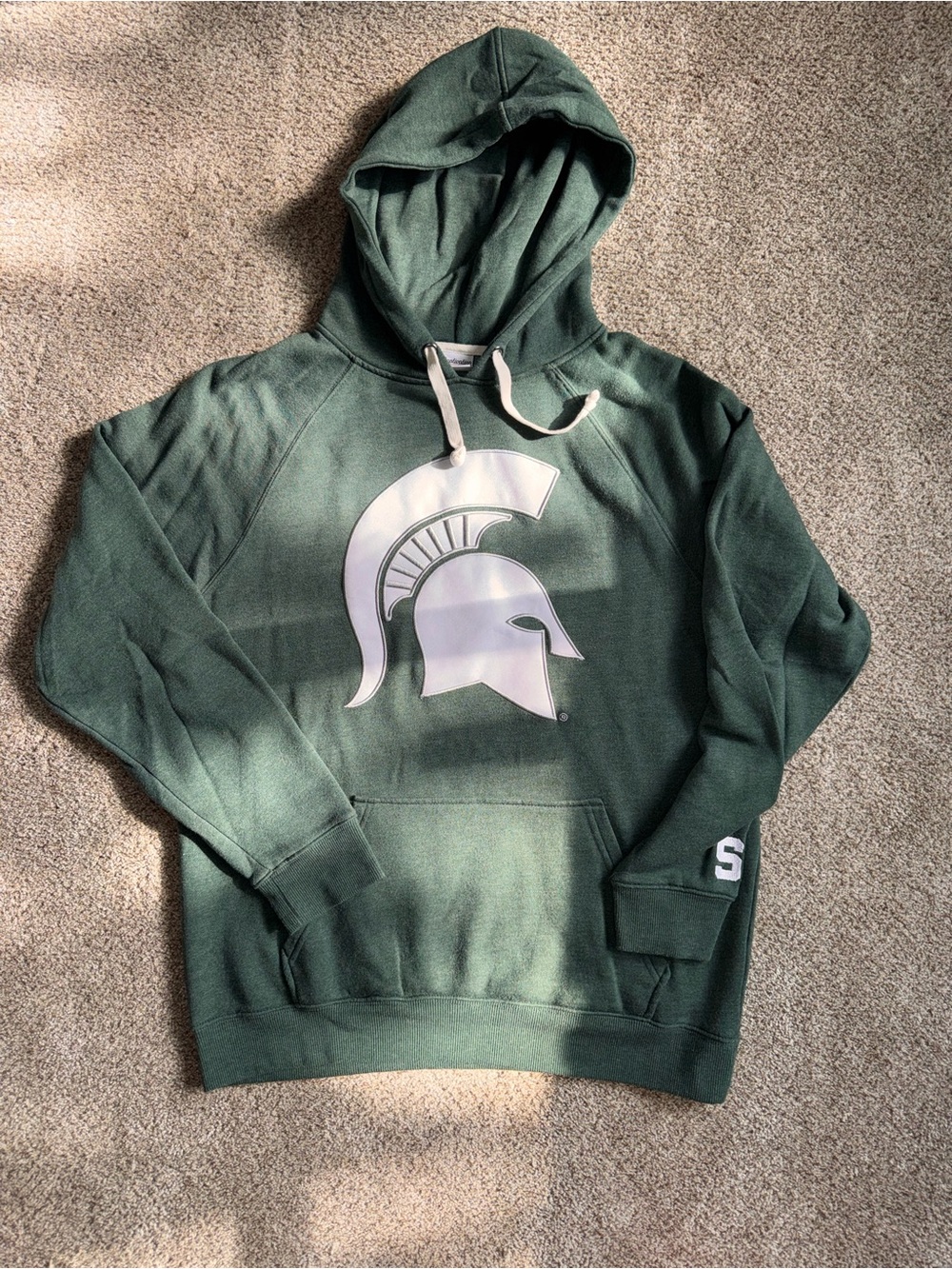 Michigan State University Green Crewneck Hoodie with Spartan Helmet